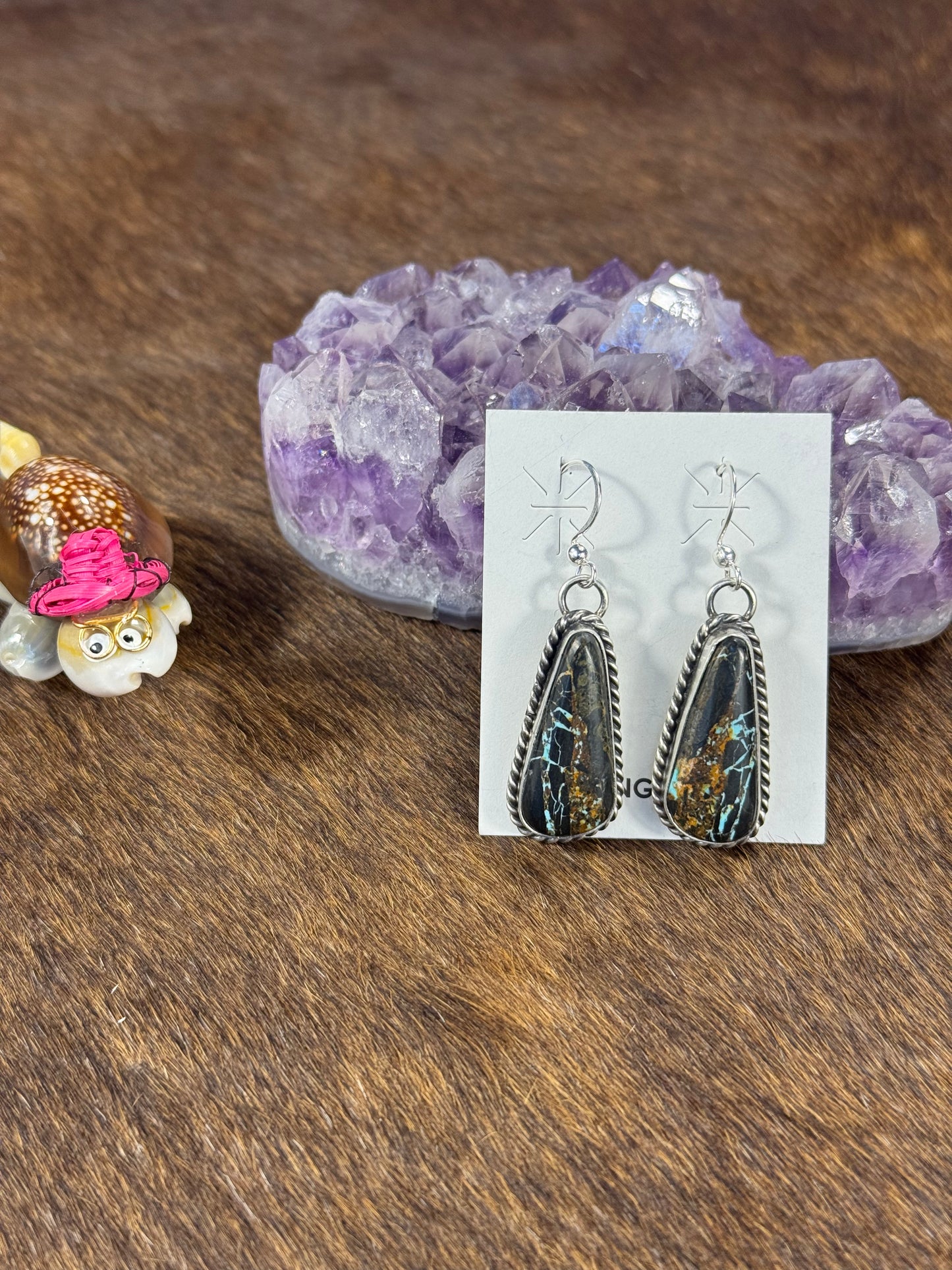 Black Jack Oval Dangle Earring