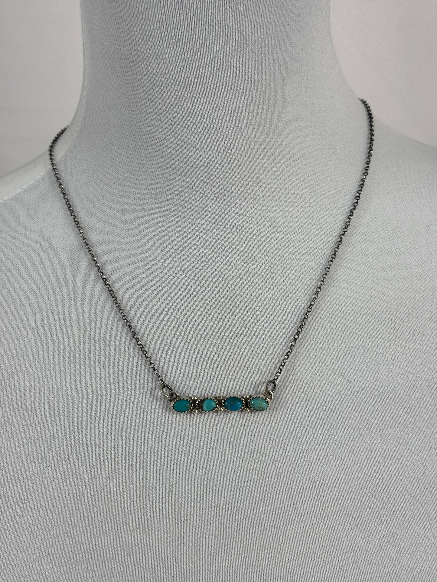 Kingman Turquoise 5 Stone Bar Necklace