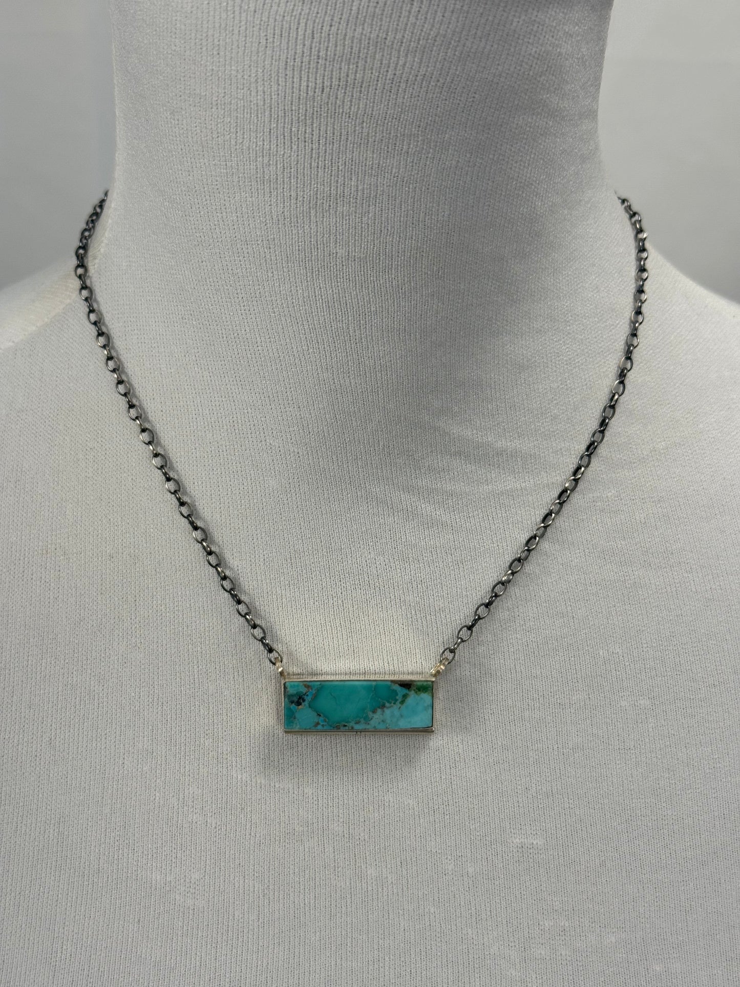 Kingman Turquoise Slab Bar Necklace