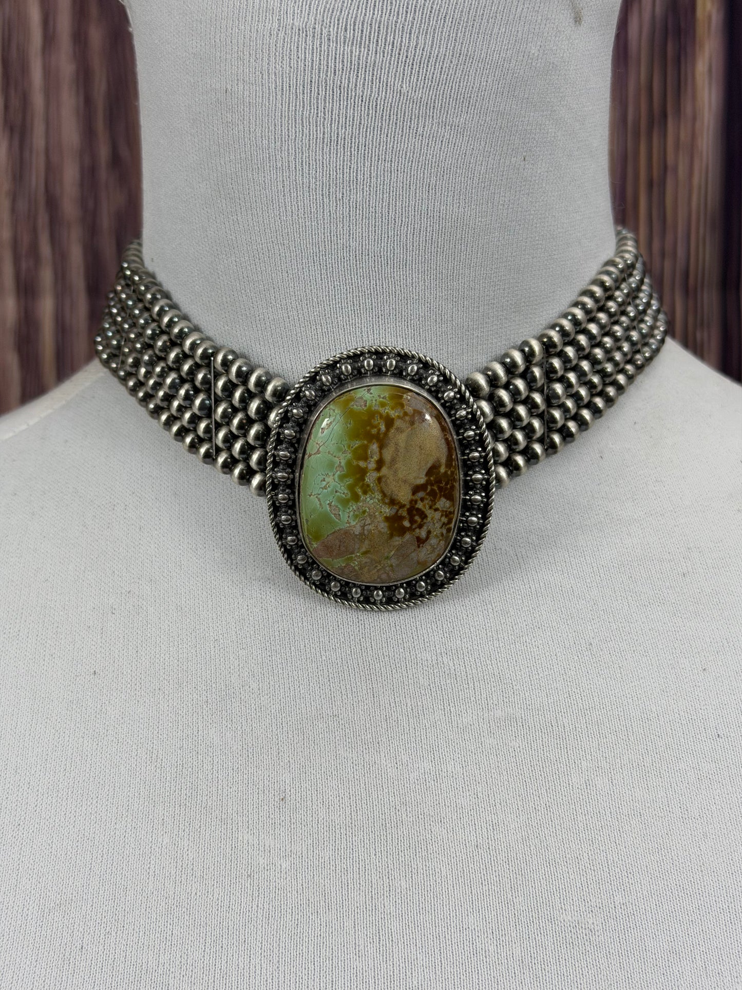 5 strand Sterling Silver 4mm Bead Royston Choker Necklace