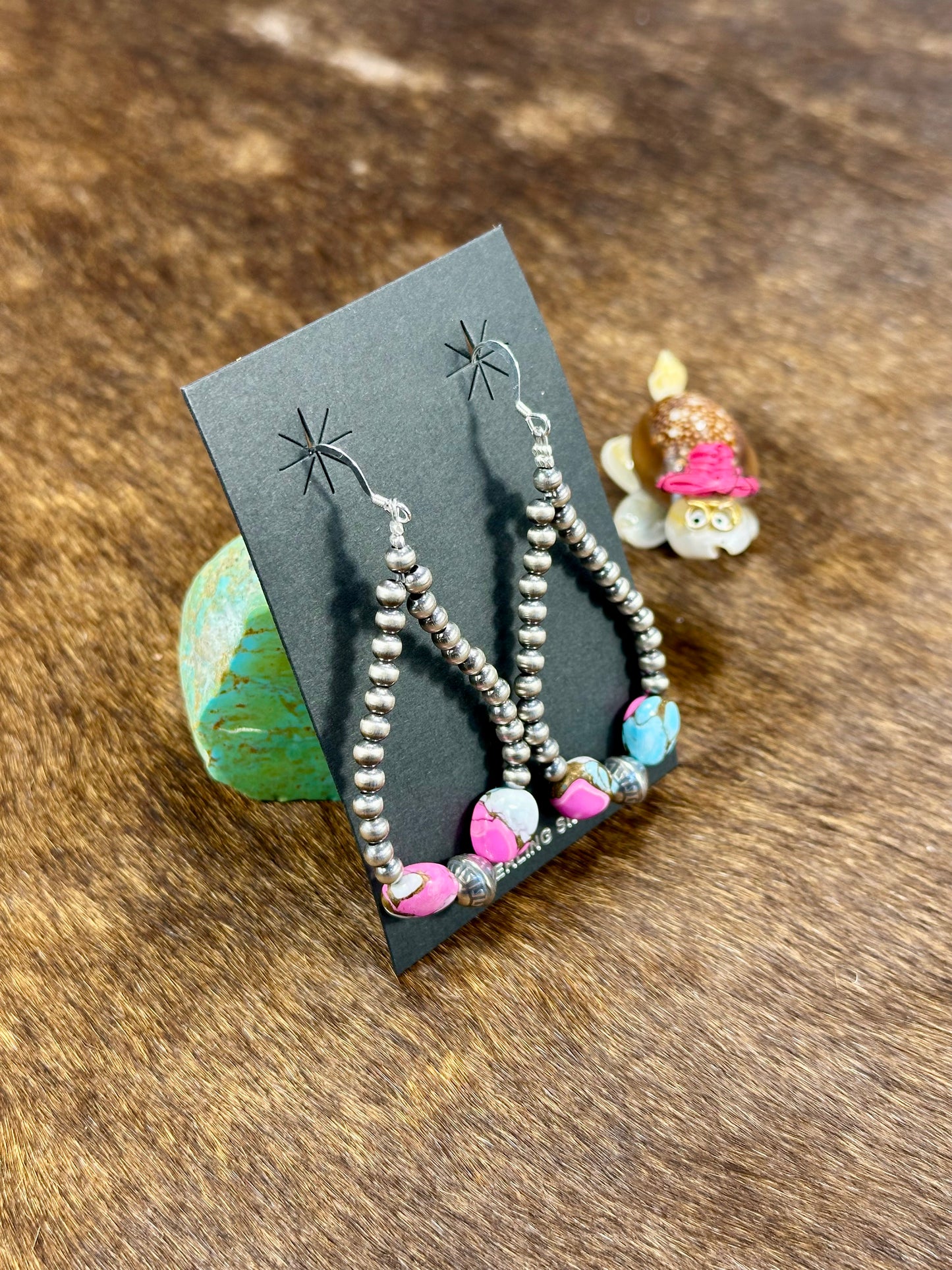 Cotton Candy & Sterling Silver Pearl Dangle Earrings