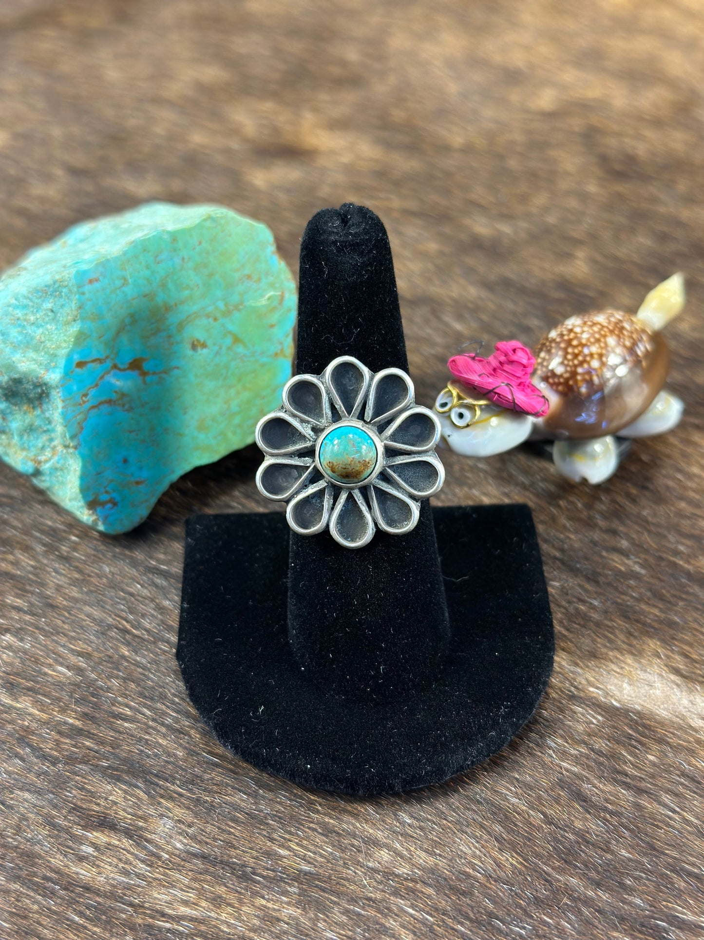 Sterling & Turquoise flower Ring