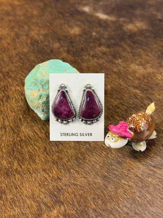 Purple Spiny Tear drop Earring