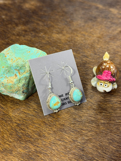 Kingman Turquoise Tear drop Dangle Earring