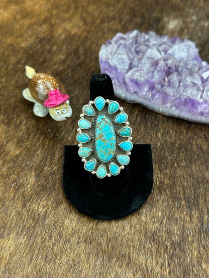 Kingman Turquoise Cluster Ring