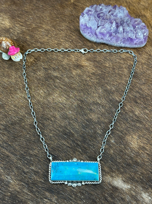 Kingman Turquoise Bar Necklace