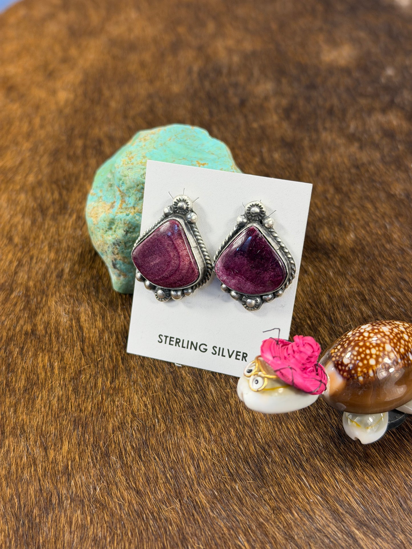 Purple Spiny Tear drop Earring