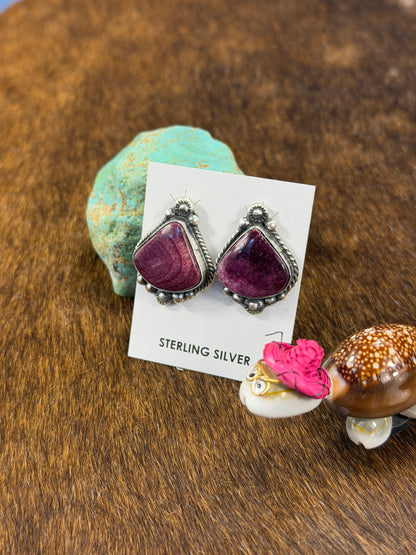 Purple Spiny Tear drop Earring