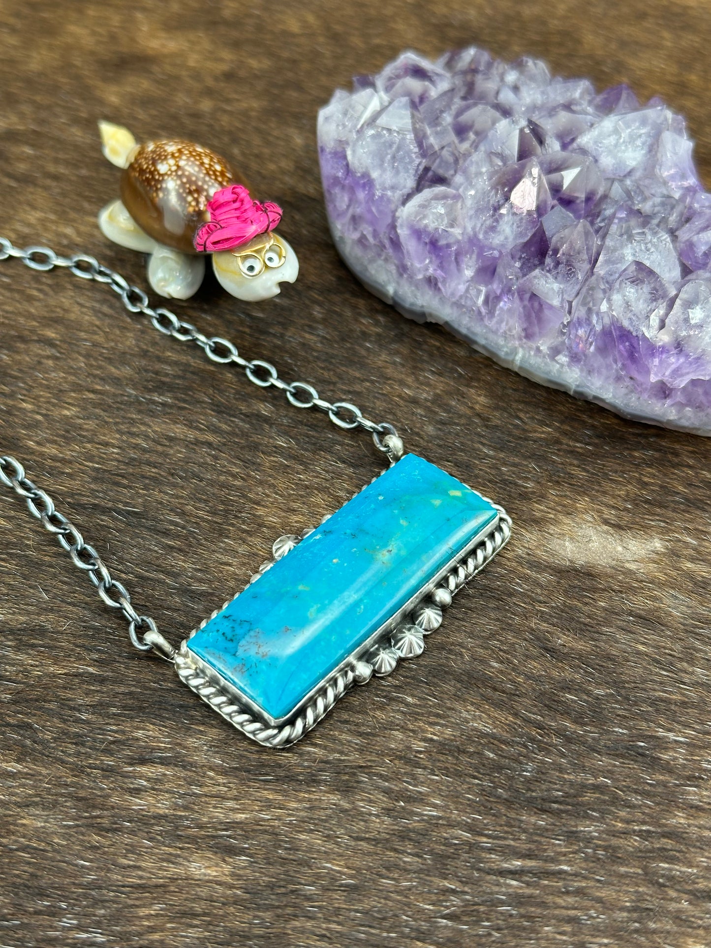 Kingman Turquoise Bar Necklace