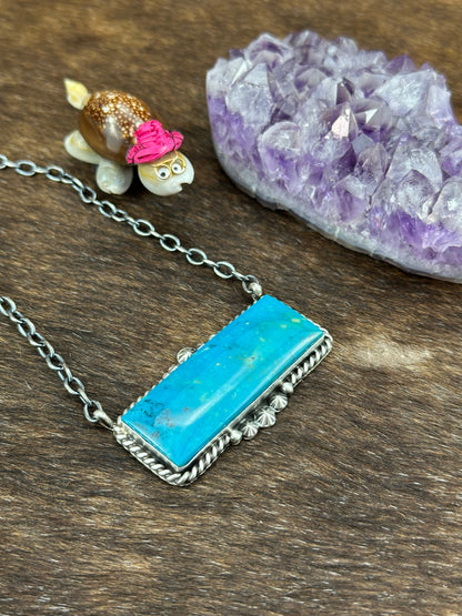 Kingman Turquoise Bar Necklace