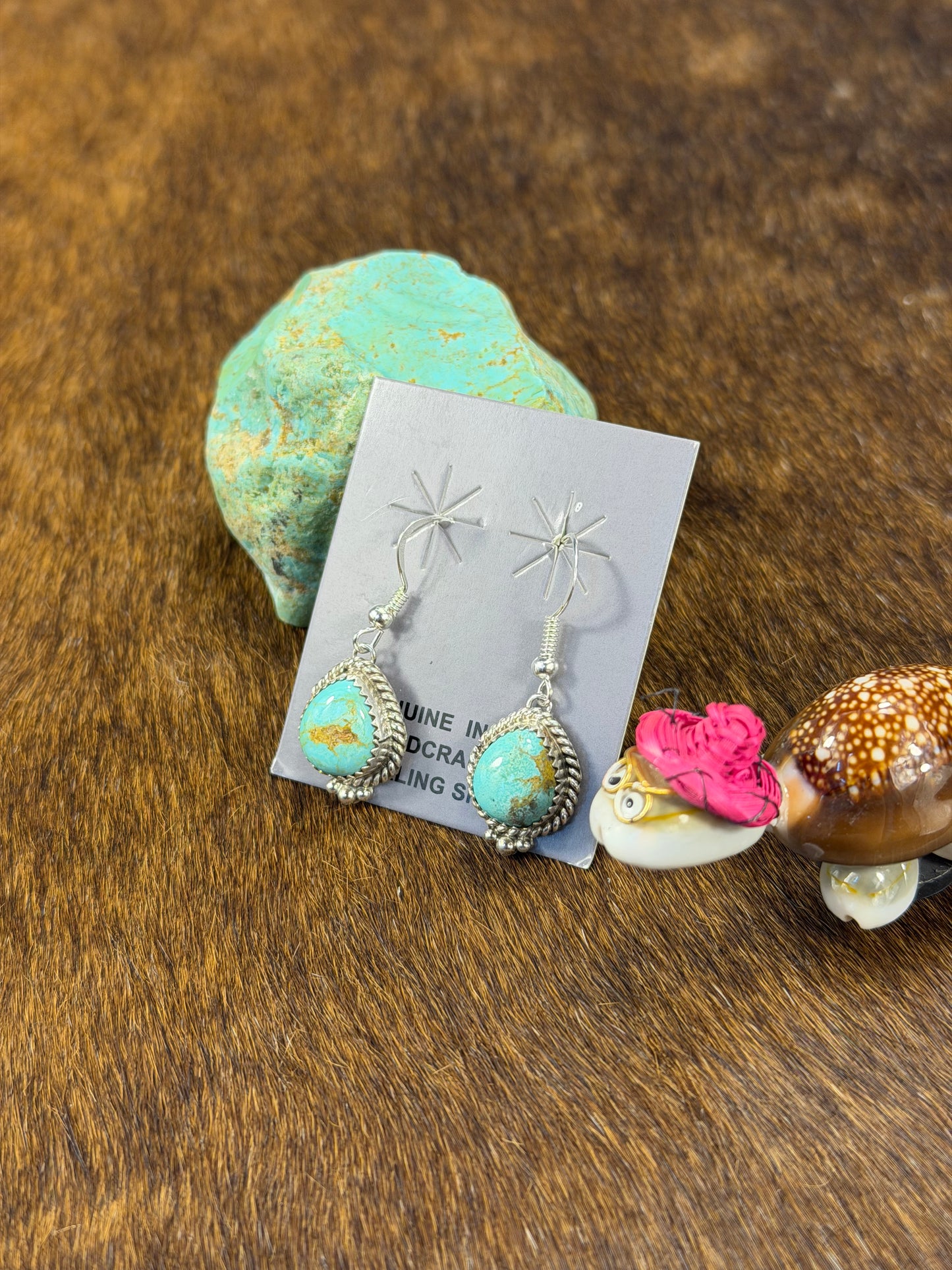 Kingman Turquoise Tear drop Dangle Earring