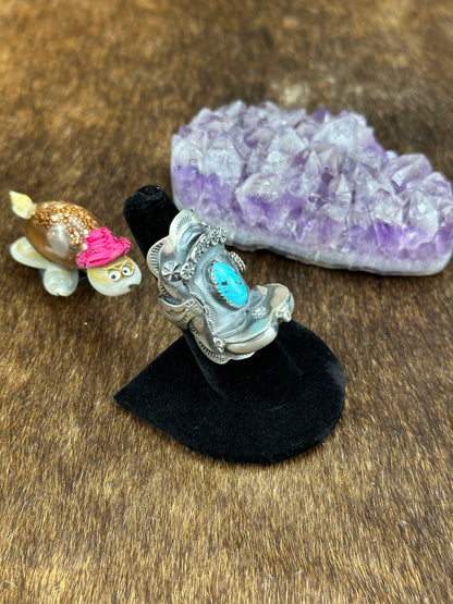 Kingman Turquoise Saddle Sterling Ring