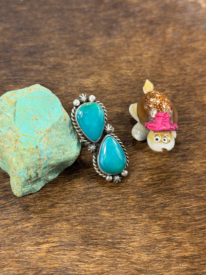 2 Stone Kingman Turquoise Ring