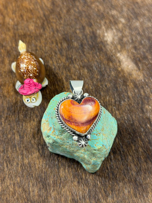 Orange Spiny Heart Pendent