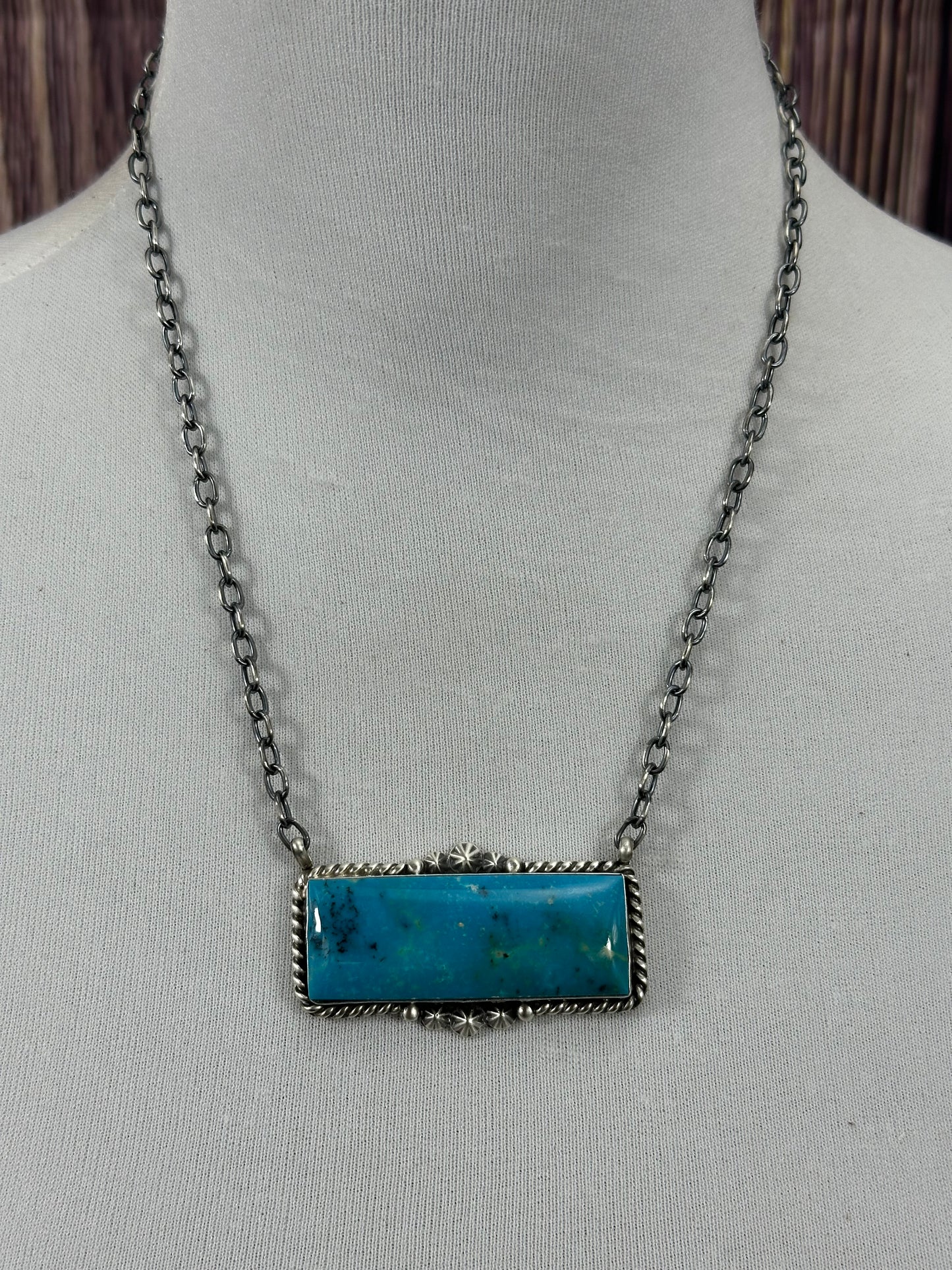 Kingman Turquoise Bar Necklace
