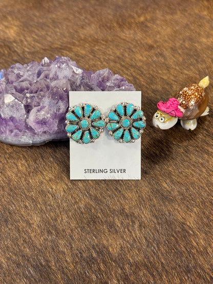 Kingman Turquoise Circle Cluster Earring