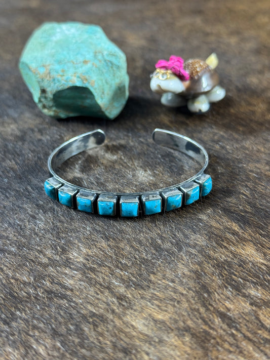 9 Stone Square Turquoise Bracelet