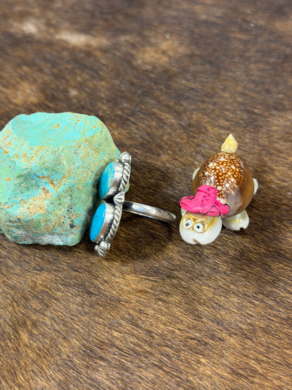 2 Stone Kingman Turquoise Ring