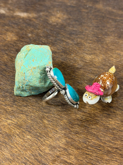 2 Stone Kingman Turquoise Ring