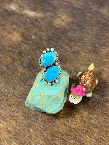 2 Stone Kingman Turquoise Ring