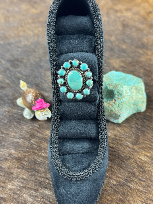 Kingman Turquoise Cluster Stamp Ring