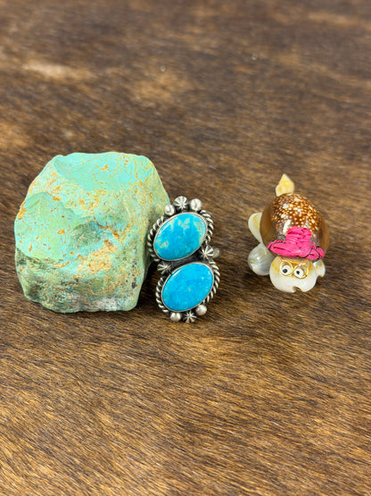 2 Stone Kingman Turquoise Ring