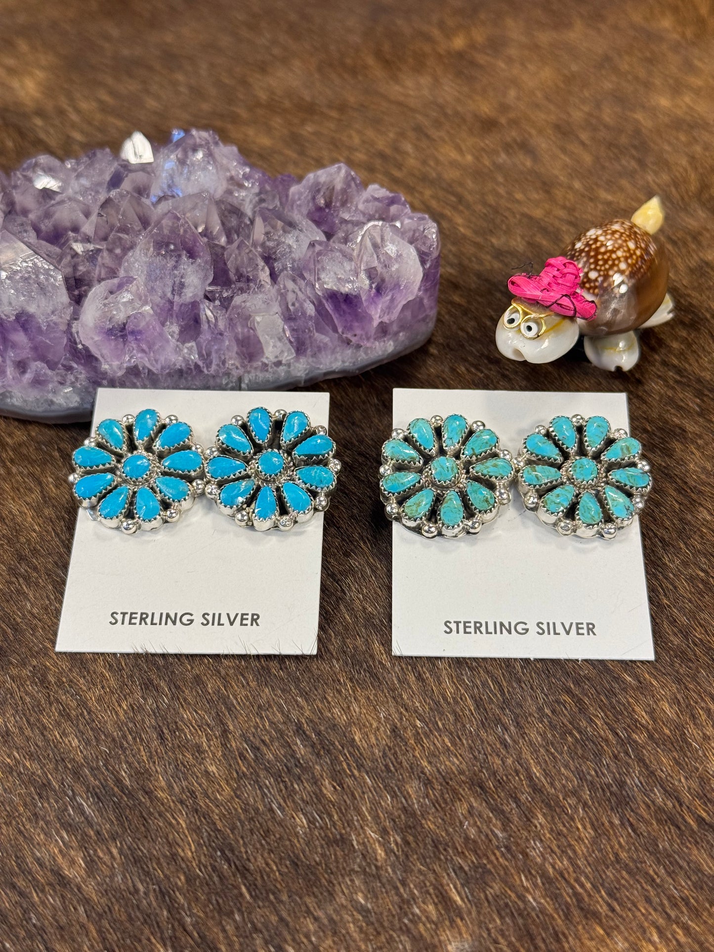 Kingman Turquoise Circle Cluster Earring
