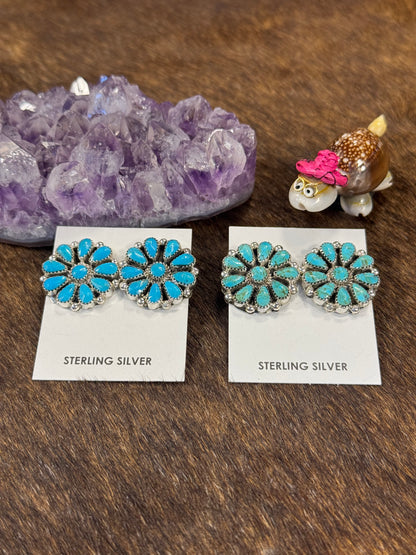 Kingman Turquoise Circle Cluster Earring