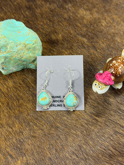 Kingman Turquoise Tear drop Dangle Earring