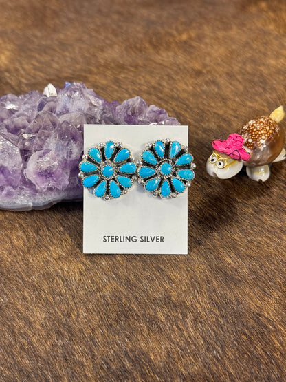 Kingman Turquoise Circle Cluster Earring