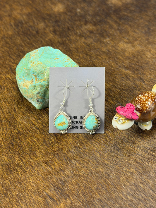 Kingman Turquoise Tear drop Dangle Earring