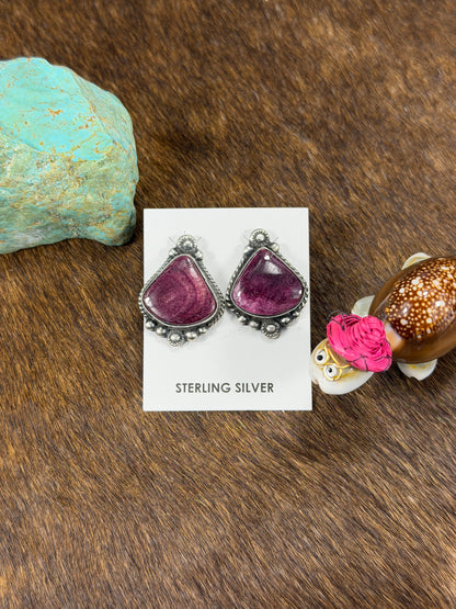 Purple Spiny Tear drop Earring