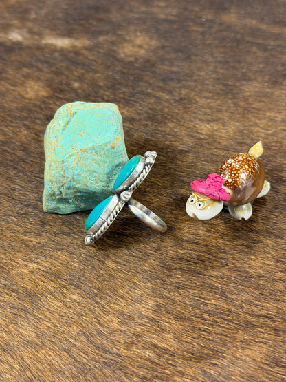 2 Stone Kingman Turquoise Ring