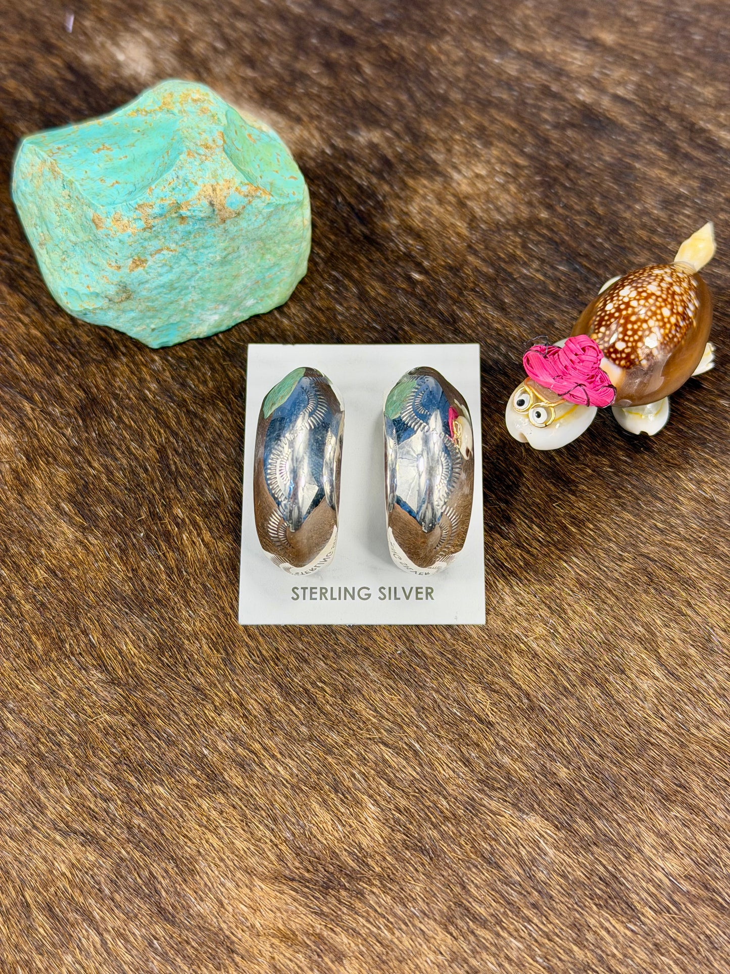 Sterling Silver Stamped Hoop Earring