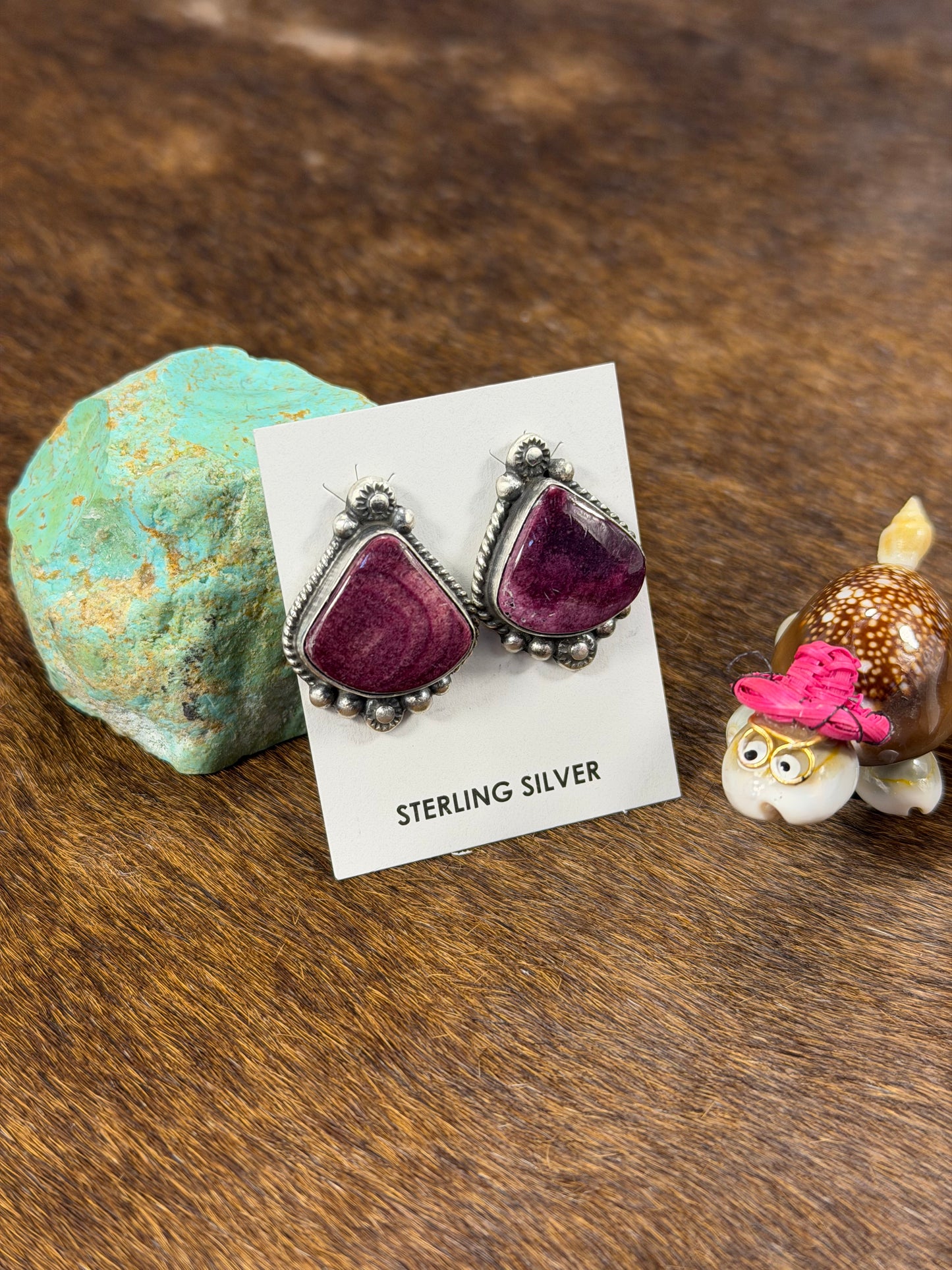 Purple Spiny Tear drop Earring