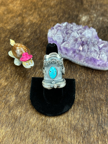 Kingman Turquoise Saddle Sterling Ring