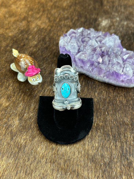 Kingman Turquoise Saddle Sterling Ring