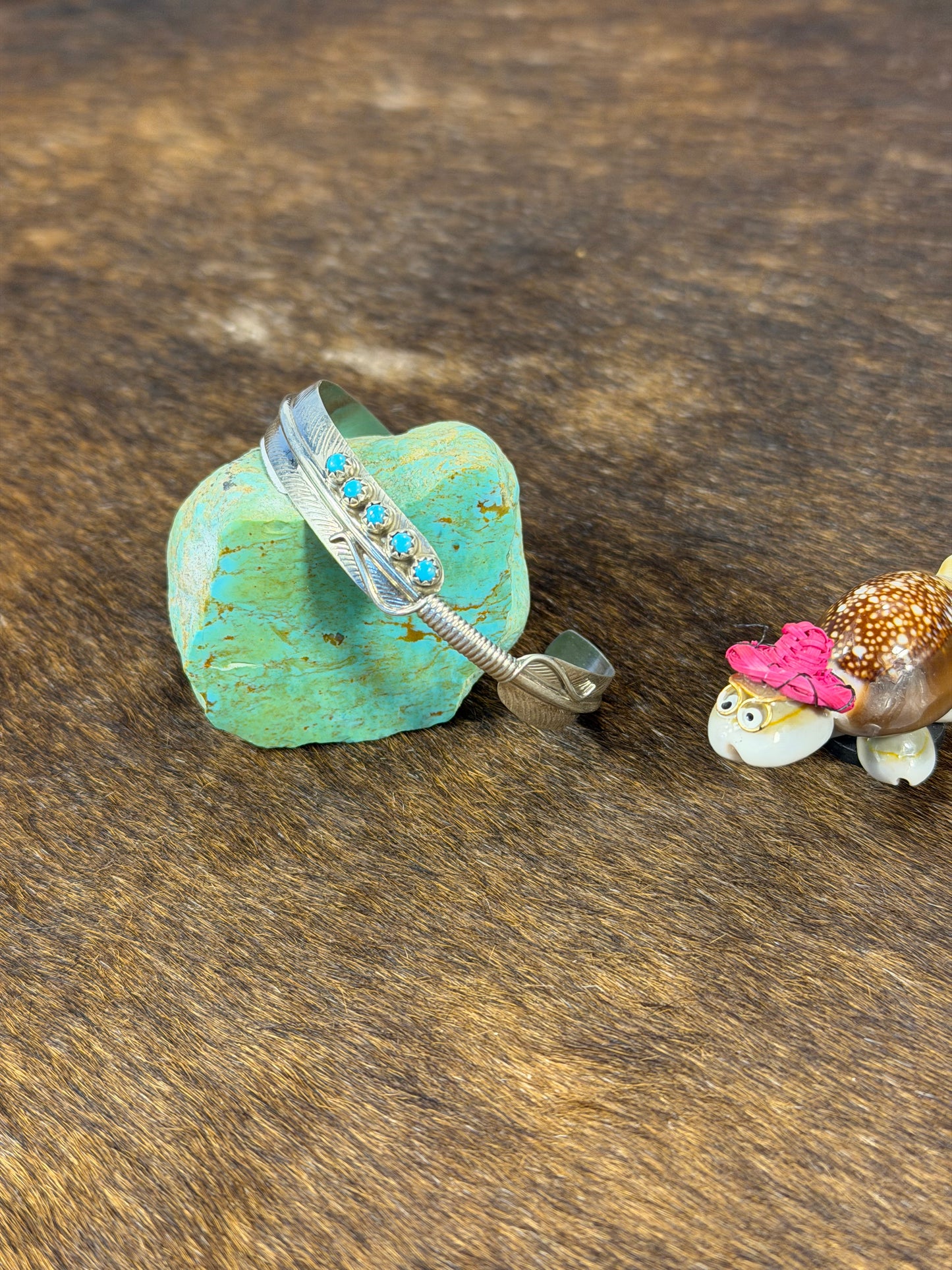 5 Stone Kingman Turquoise Feather Breaclet