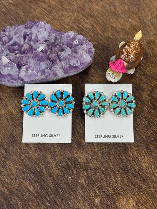 Kingman Turquoise Circle Cluster Earring