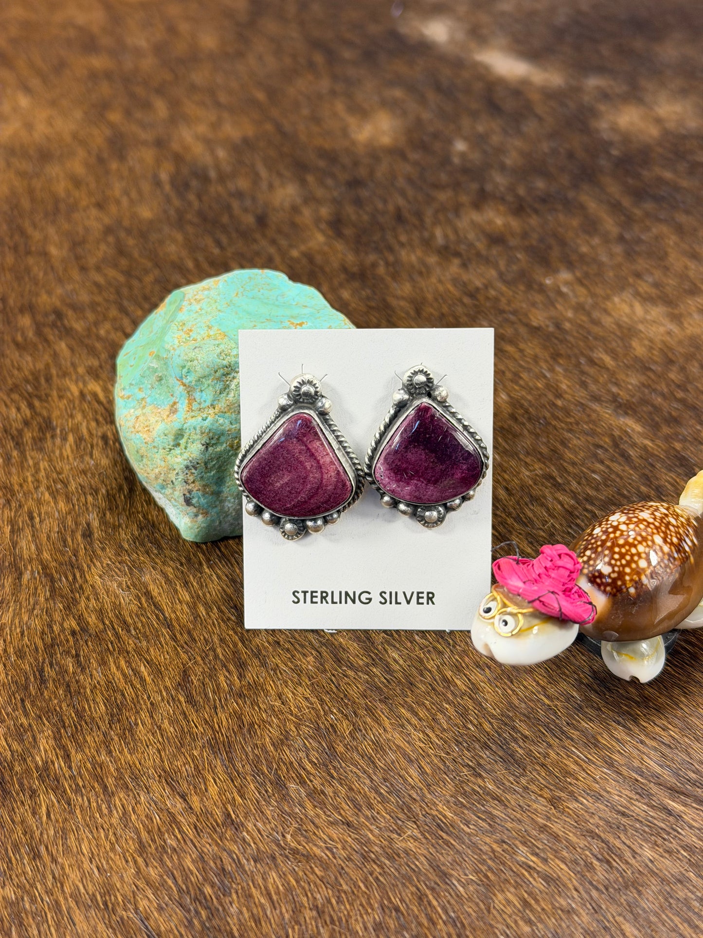 Purple Spiny Tear drop Earring