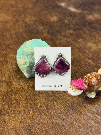Purple Spiny Tear drop Earring