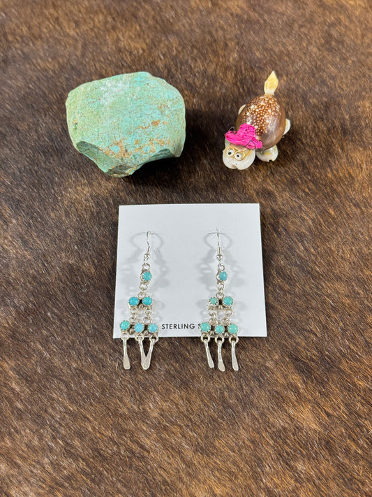 Kingmqn Turquoise Chandelier Earrings