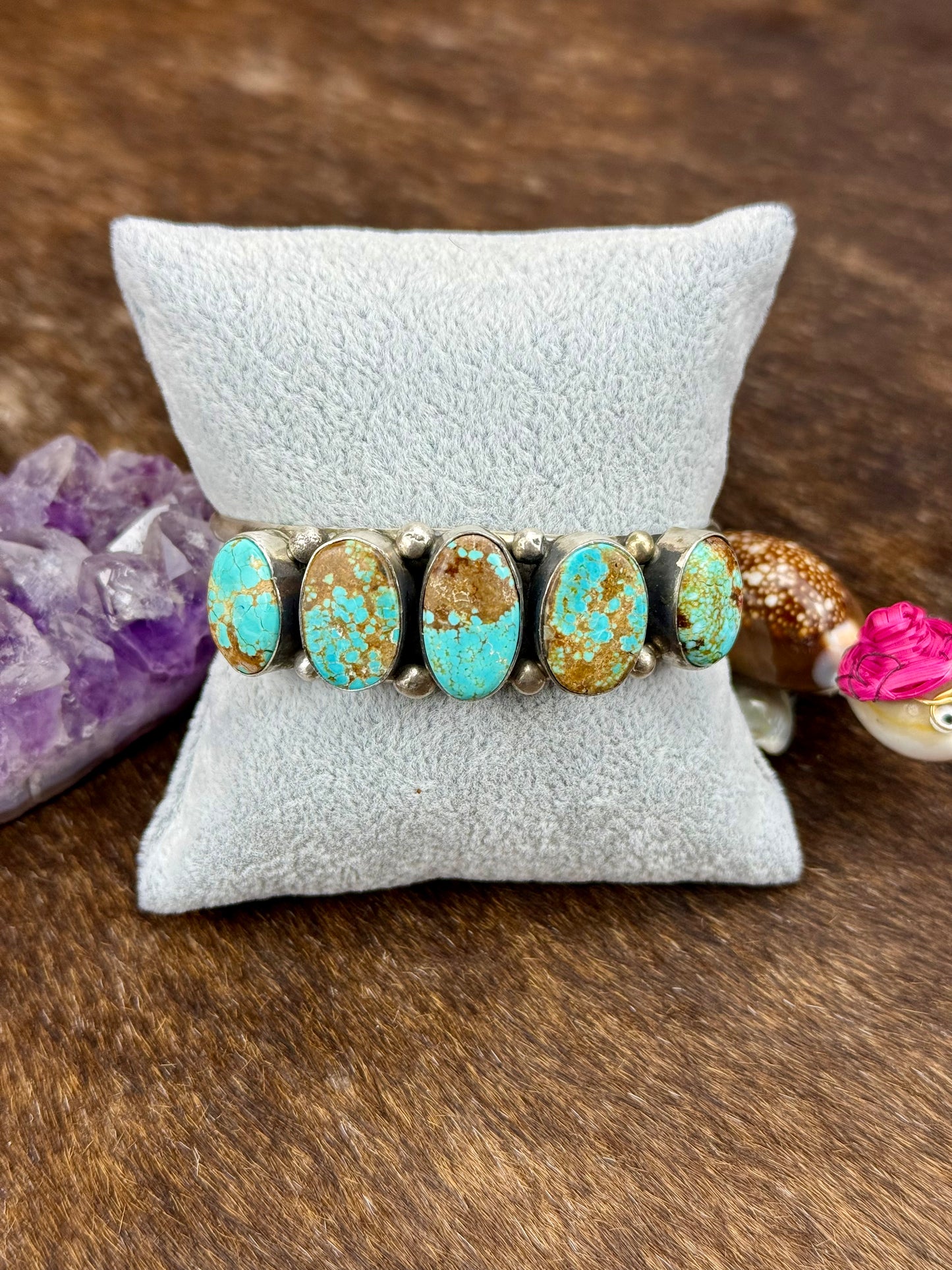 #8 Turquoise 5 Stone Sterling Silver Cuff
