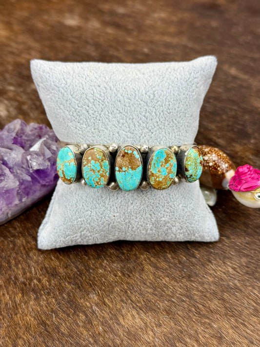 #8 Turquoise 5 Stone Sterling Silver Cuff