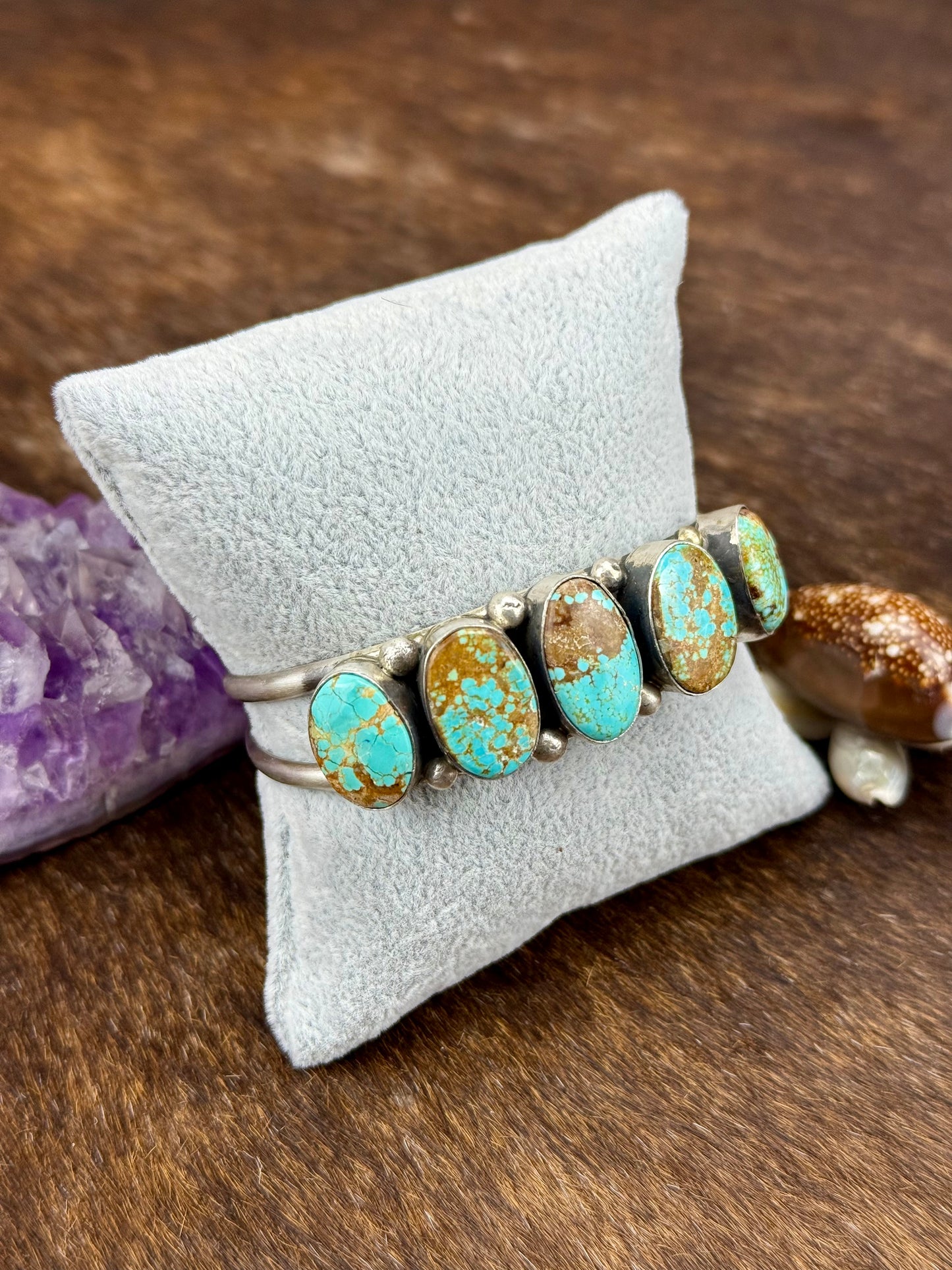 #8 Turquoise 5 Stone Sterling Silver Cuff
