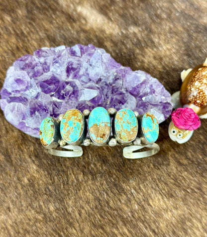 #8 Turquoise 5 Stone Sterling Silver Cuff