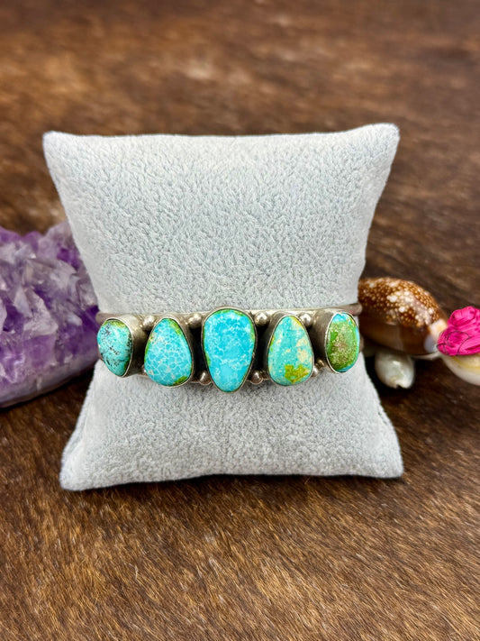Sonoran Gold Turquoise 5 Stone Sterling Silver Cuff
