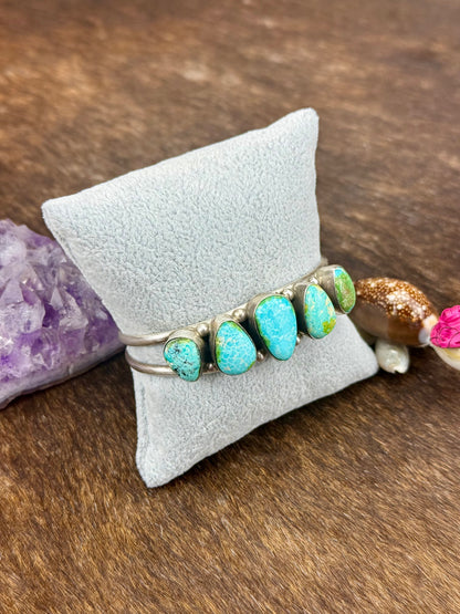 Sonoran Gold Turquoise 5 Stone Sterling Silver Cuff