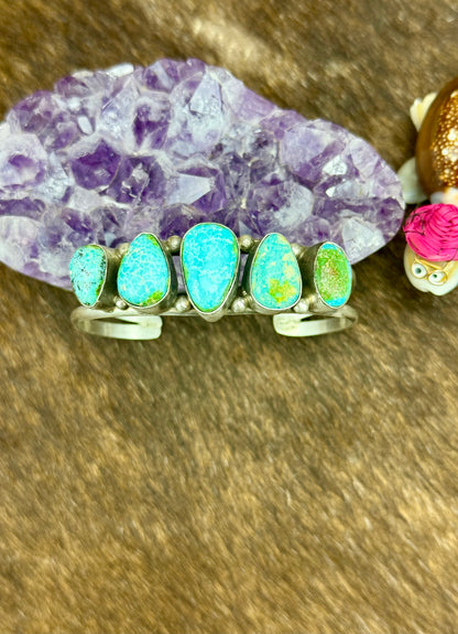 Sonoran Gold Turquoise 5 Stone Sterling Silver Cuff