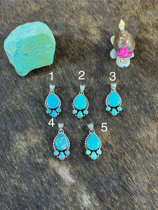 Kingman Teardrop Halo Pendant